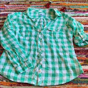 GREEN GINGHAM COLUMBIA SHIRT